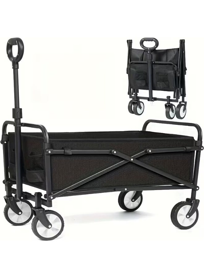 Inabyte 5-Inch Heavy-Duty Folding  Hand Truck, 220LBS Load Capacity, Multi-Use for Outdoor Camping Gardening Shopping (Black) - Image 1